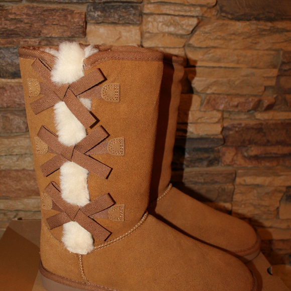 UGG KOOLABURRA TALL SUEDE BOW BOOTS CHESTNUT - Picture 5 of 7